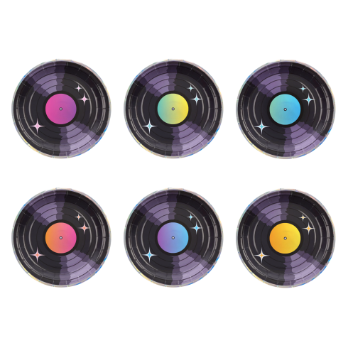 Retro Disco papírtányérok 18 cm | 6 darabos készlet Retro Disco papírtányérok 18 cm | 6 darabos készlet